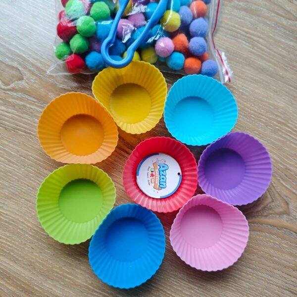 Color Sorting with Pompom Ball, Cup & Clip- Combo set