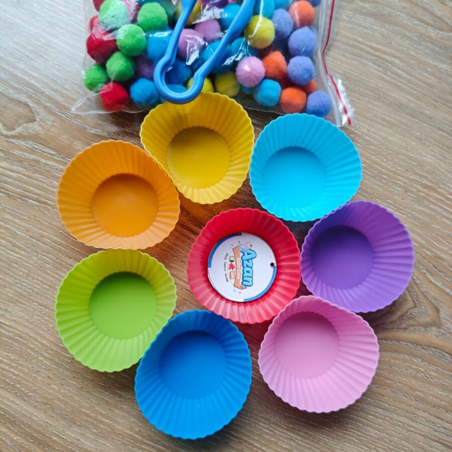 Color Sorting with Pompom Ball, Cup & Clip- Combo set