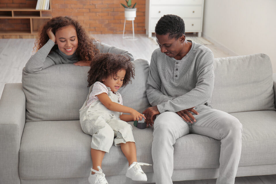 Family playing together at home