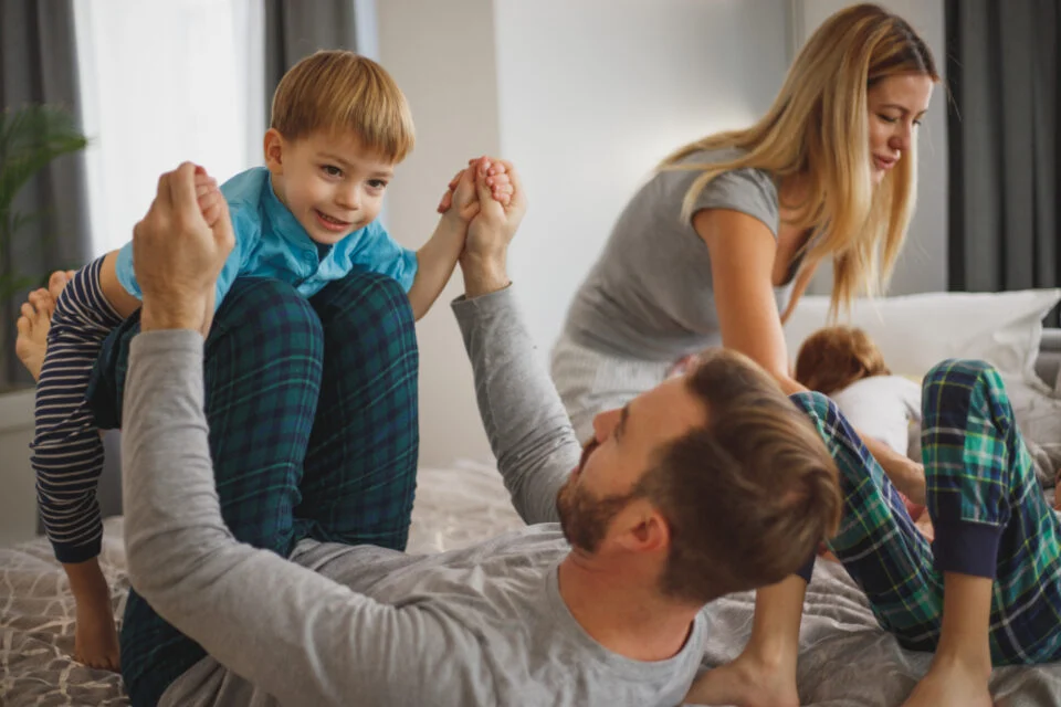 Parents and children relaxing together
