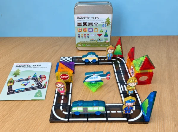 Mini Magnetic Tiles Road & City Set – 41 PCS